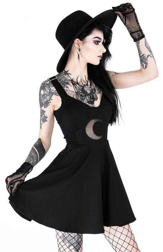 Abito estivo Restyle Witchy - Forma della Luna - Mini abito svasato in cotone