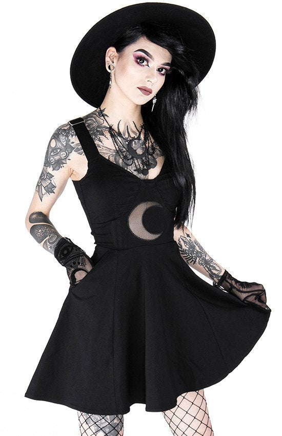 Abito estivo Restyle Witchy - Forma della Luna - Mini abito svasato in cotone