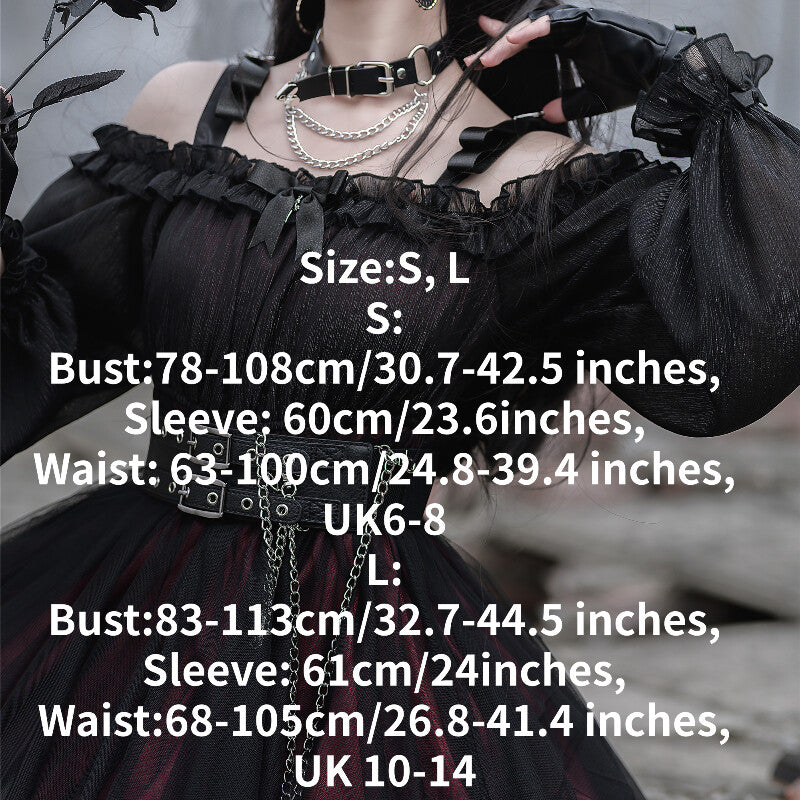 Abito gotico Lady Lolita maglia con volant manica a sbuffo steampunk cosplay irregolare