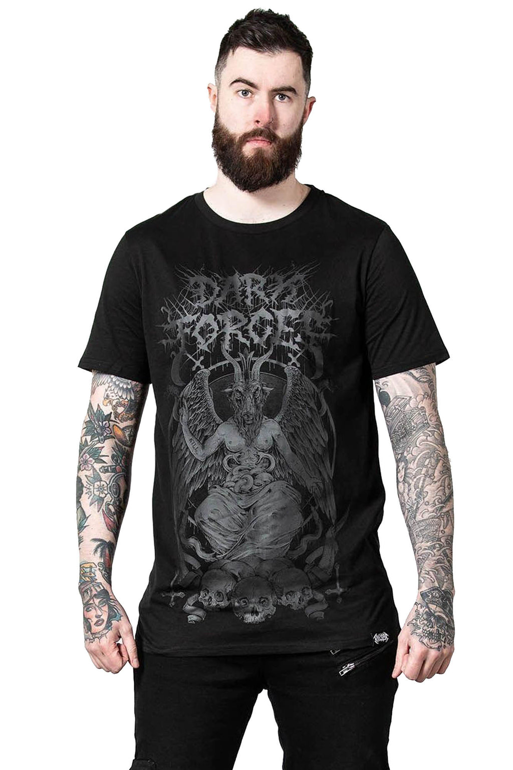 T-shirt unisex Killstar Gothic Goth occulto - Dark Forces Baphomet teschio