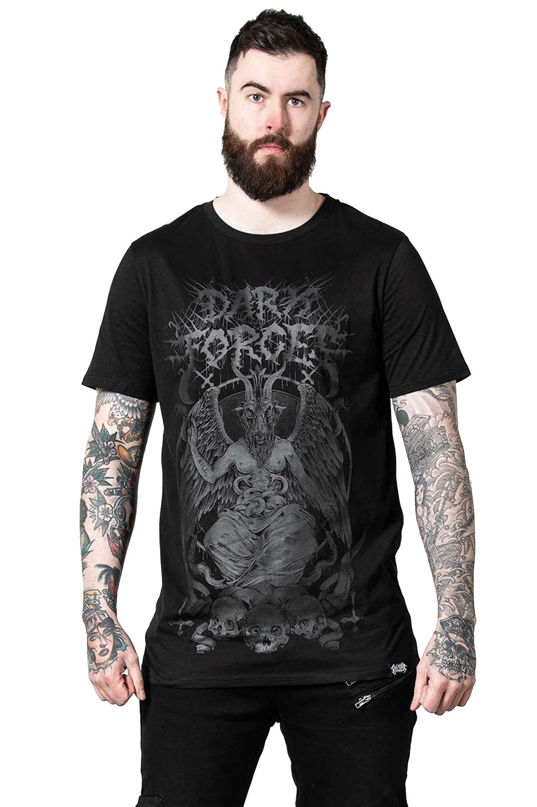 T-shirt unisex Killstar Gothic Goth occulto - Dark Forces Baphomet teschio