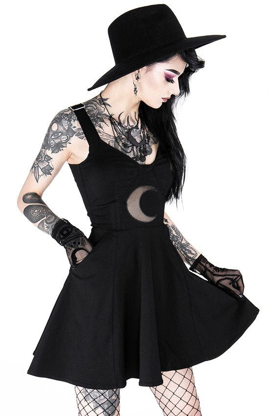 Abito estivo Restyle Witchy - Forma della Luna - Mini abito svasato in cotone