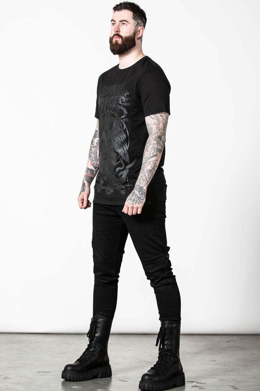 T-shirt unisex Killstar Gothic Goth occulto - Dark Forces Baphomet teschio
