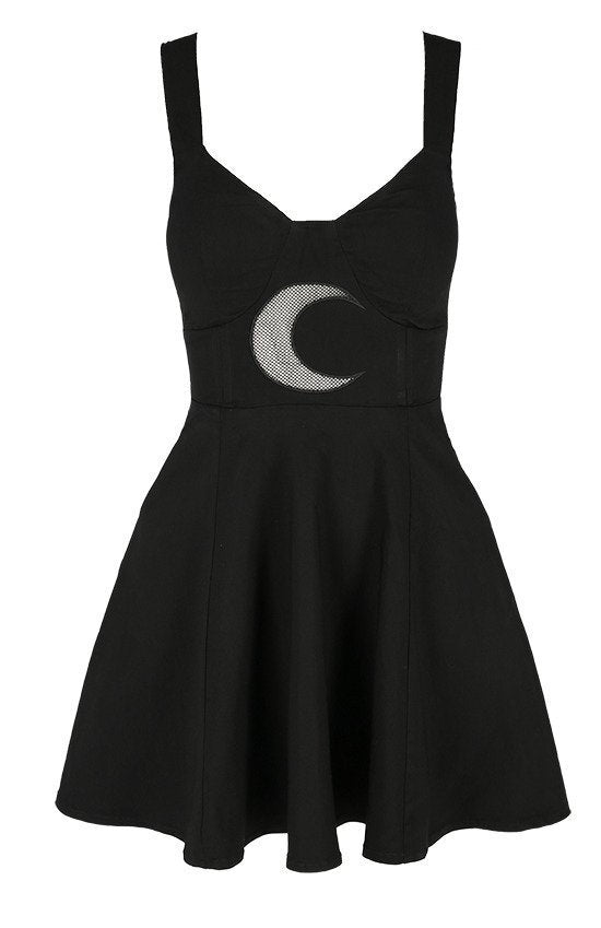 Abito estivo Restyle Witchy - Forma della Luna - Mini abito svasato in cotone